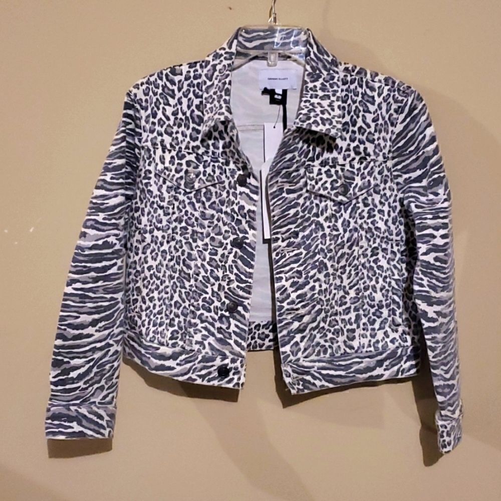 CURRENT‎ ELLIOTT The Baby Trucker Leopard Print Women's Denim Jacket - Size 2